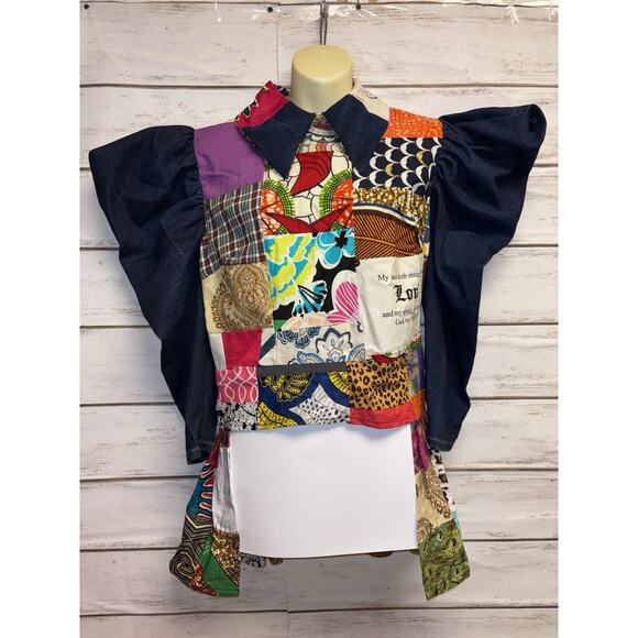 Artsy K. Small Collection Original Top/Blouse Patchwork Boho Zip Back Unique SEE - Picture 16 of 16